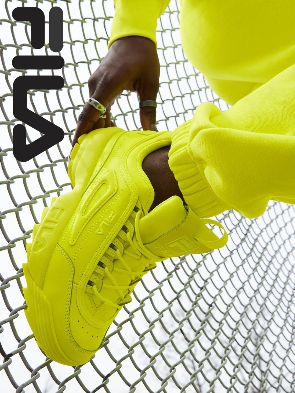 FILA - Disruptor II Premium - Safety Yellow- Neon- Size 5.5 B